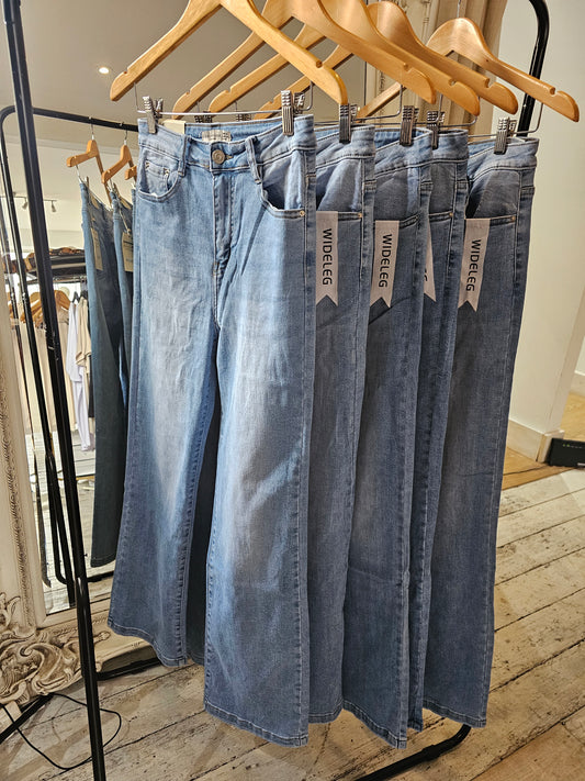 Mid blue boot cut jeans