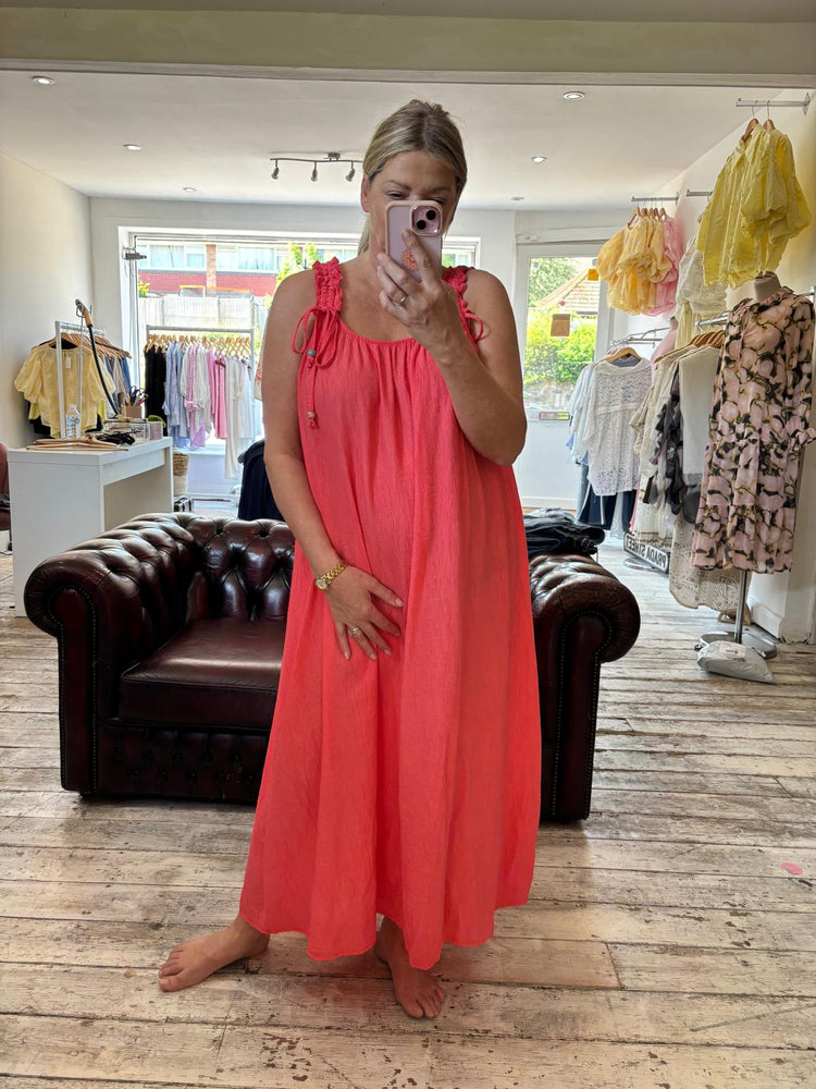 Kendall adjustable strap maxi dress in coral