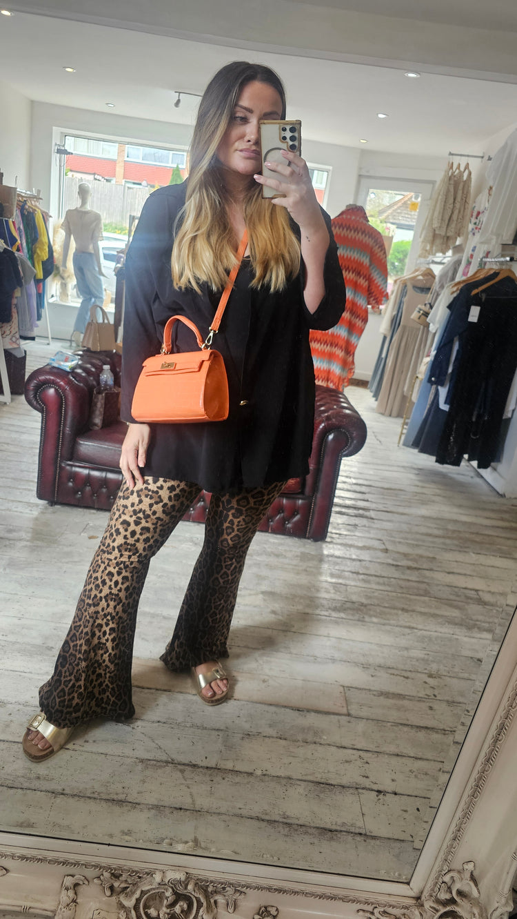 Stretchy Leopard Bell Bottom Legging