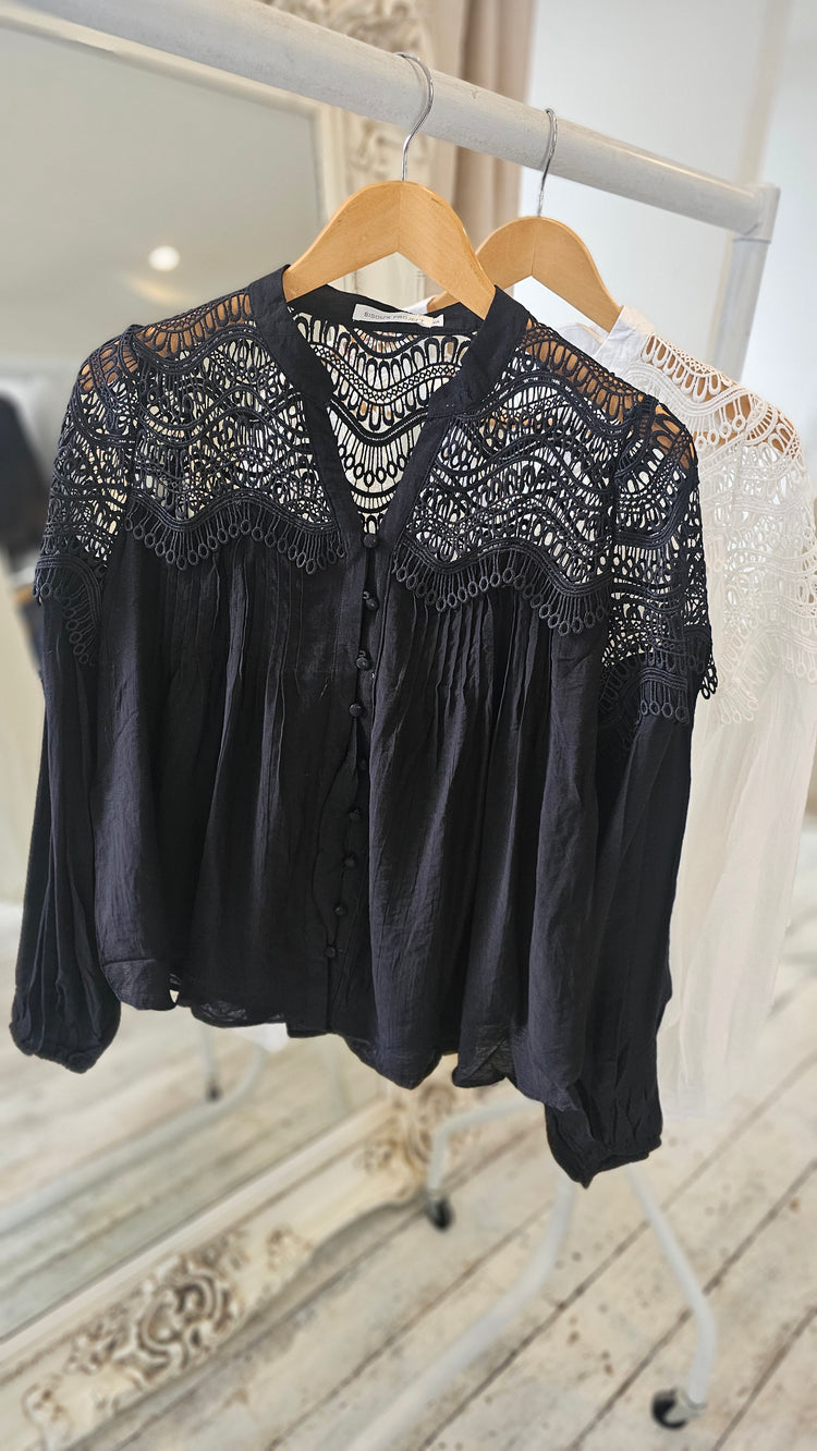 Victoria Lace Detail blouse in back