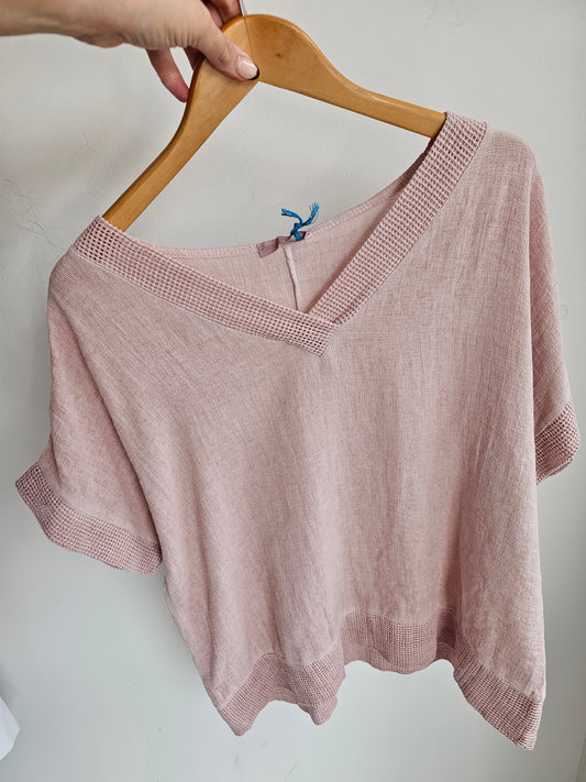 Dusty pink linen blend top