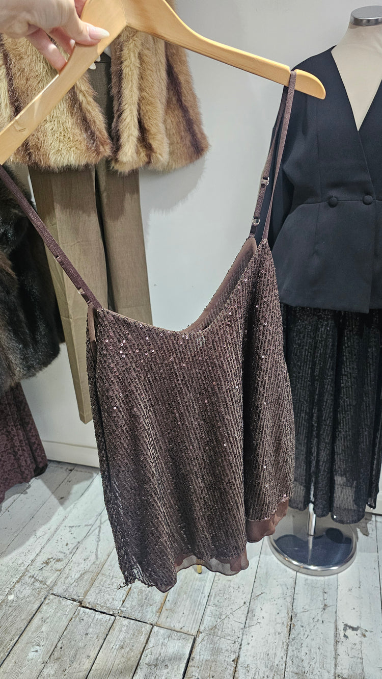 Sequin cami in chocolate