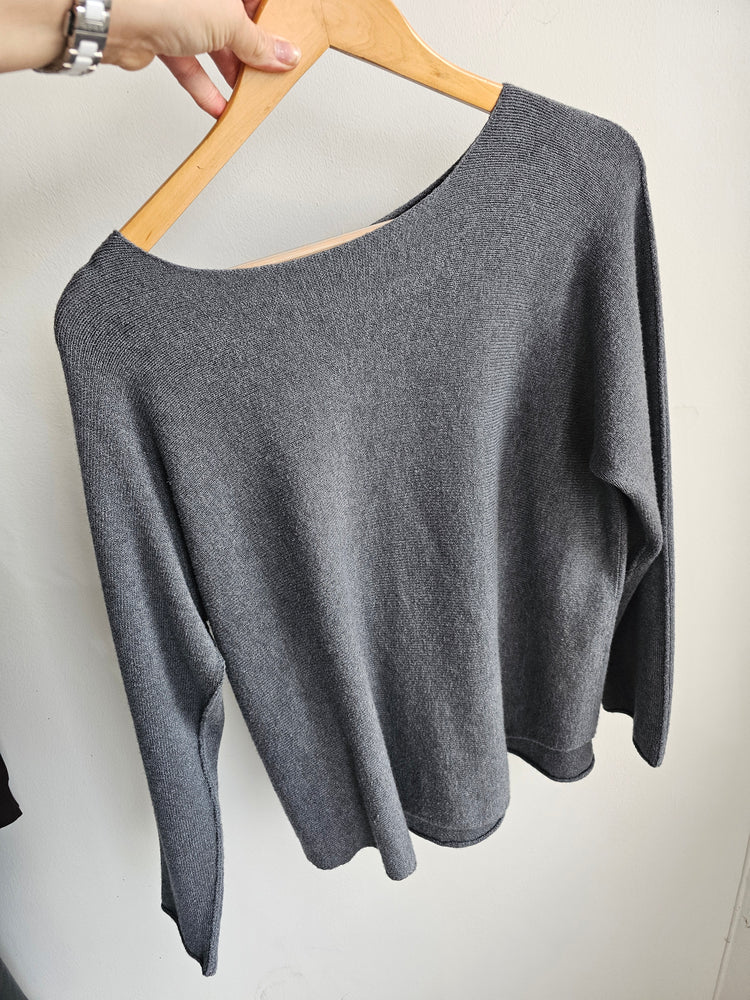 Super soft classic scoop knit in dark grey