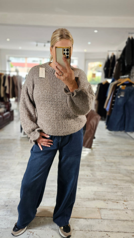 Diana Frill cuff detail jumper in Mocha