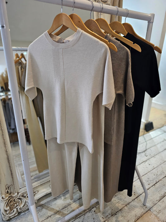 Connie half sleeve contouring two piece set in beige