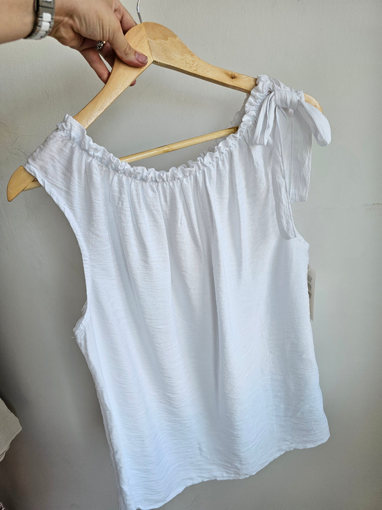 Florence cotton tie shoulder top in white
