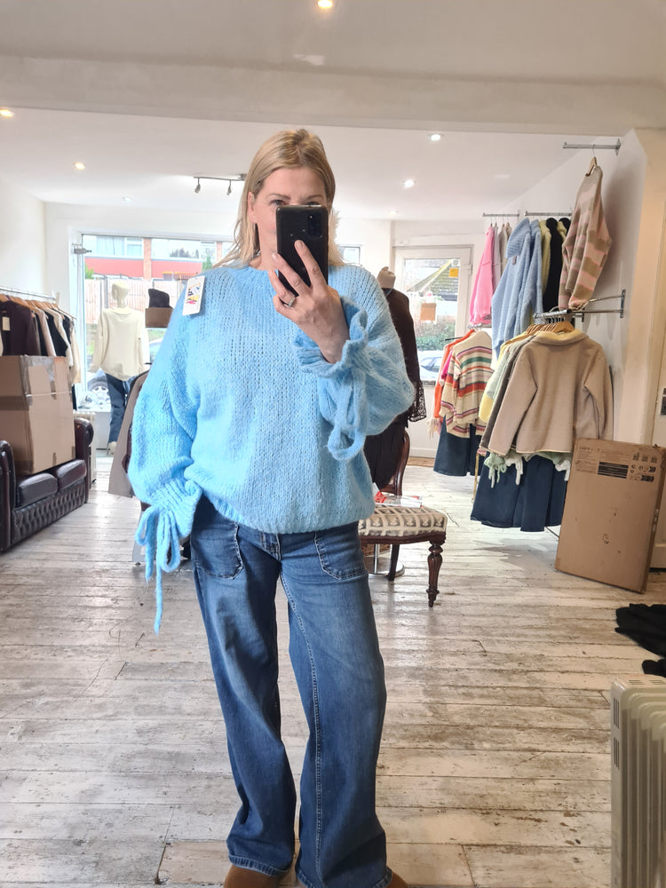 Posie Tie sleeve detail knit in Blue