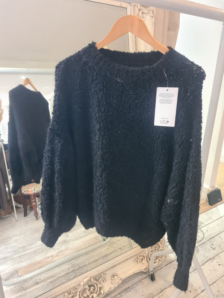 Tabitha popcorn textured jumper in black