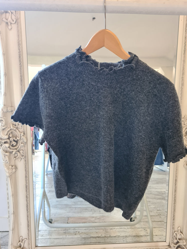 Scarlett frill hem knit jumper in grey