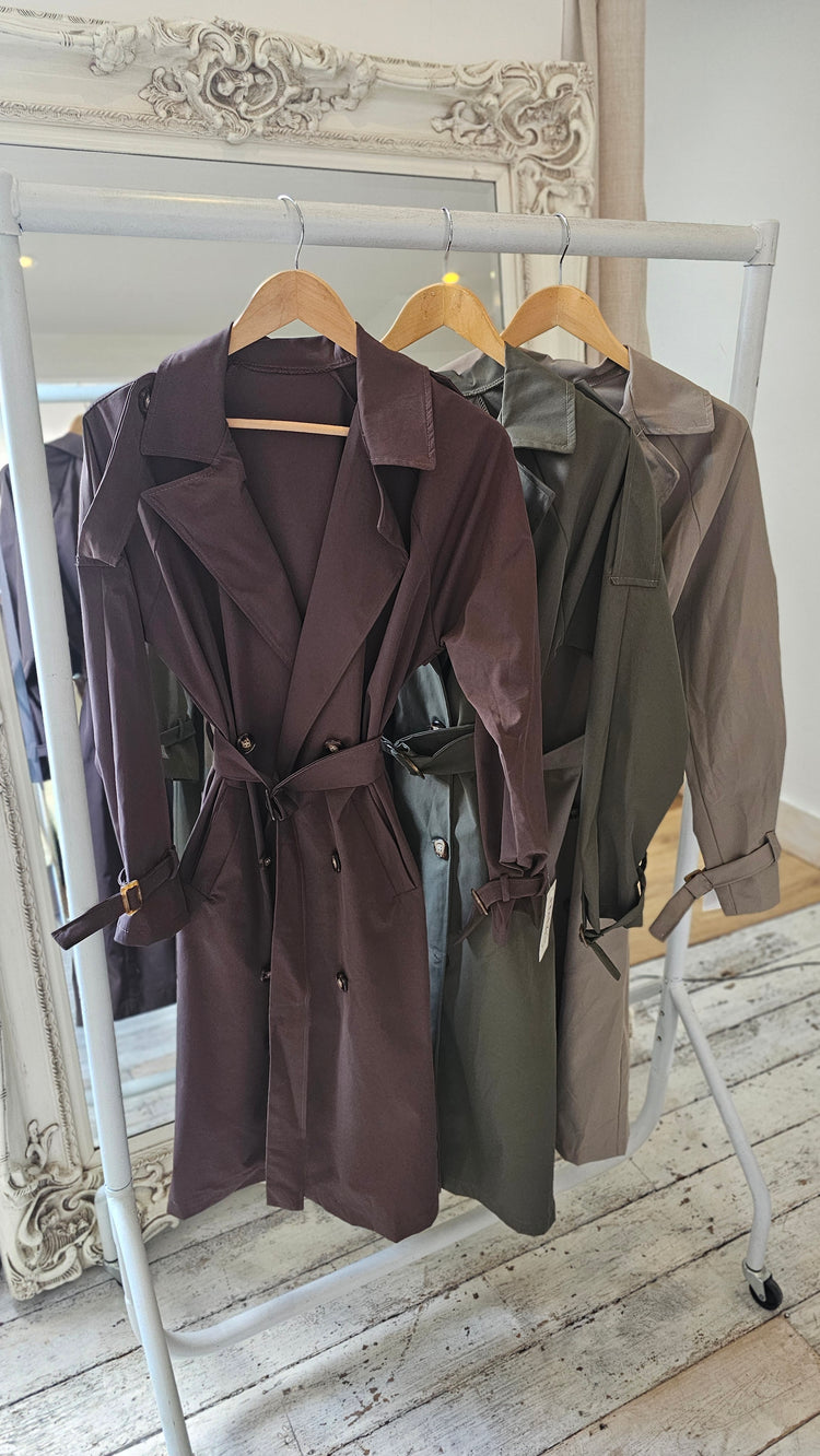 Kate Midi Trench Coat in chocolate