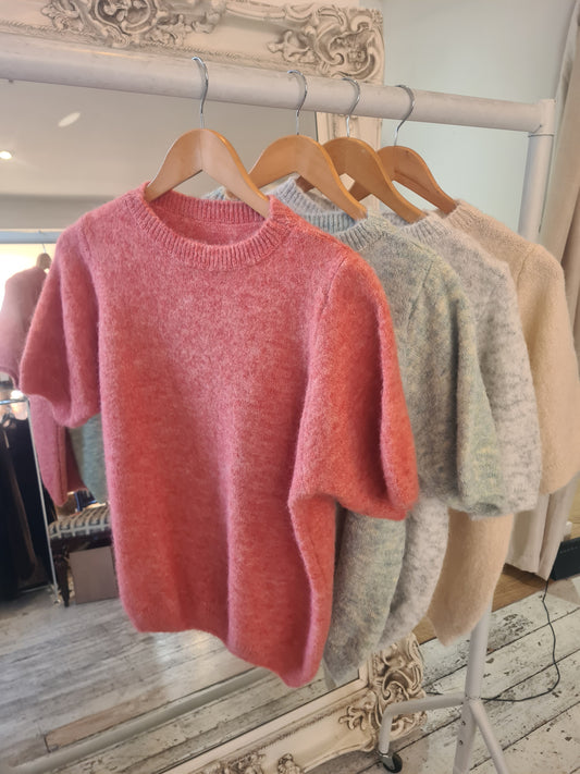 Evelyn Round neck knit jumper in coral