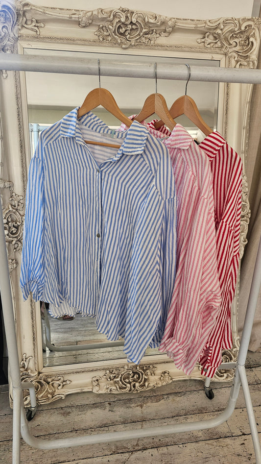 Tilly striped cheesecloth shirt in pink