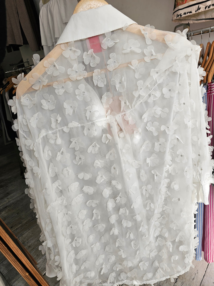 Carrie Floral embellished blouse in white