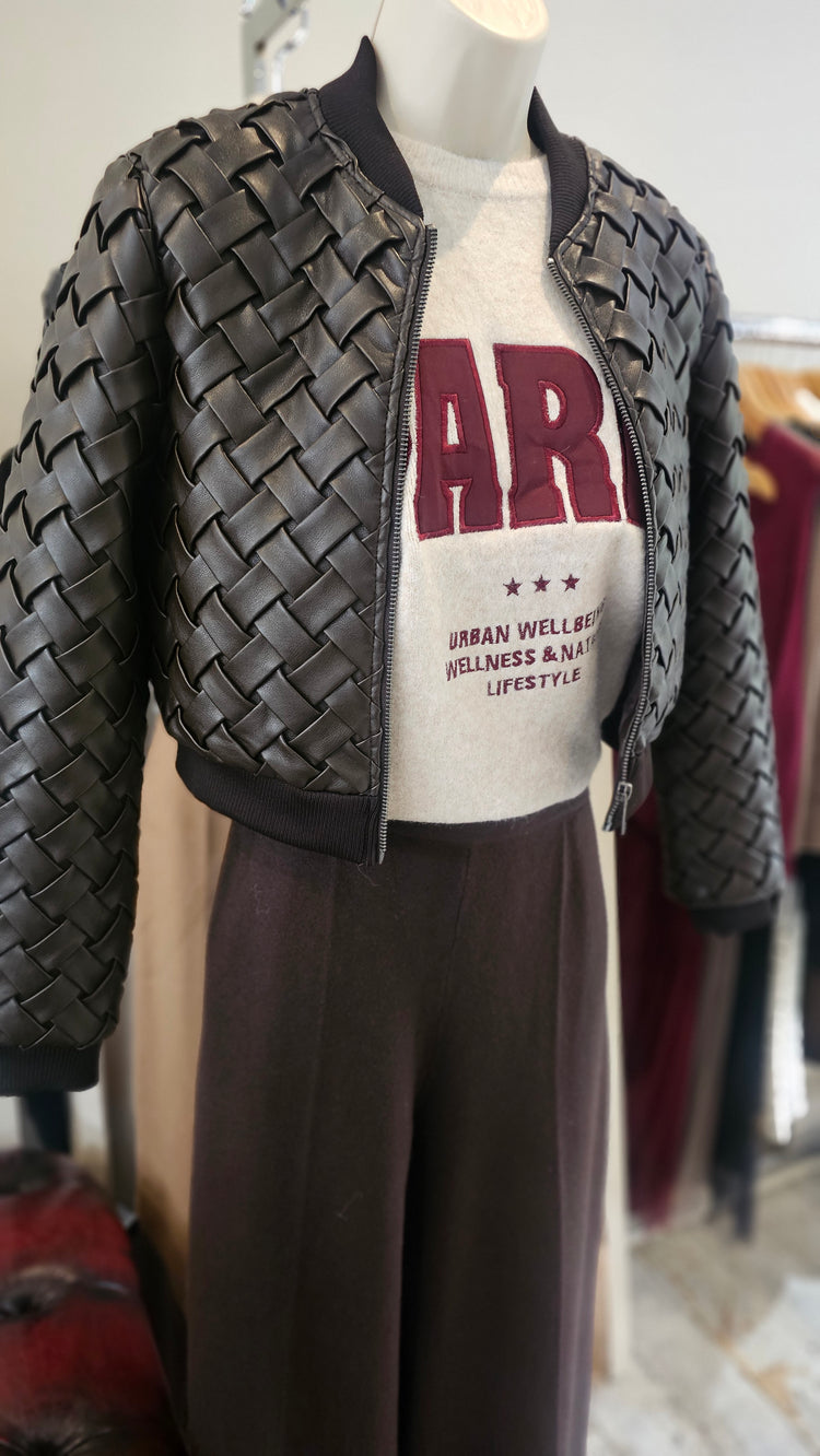 Paris Slogan Wool Mix Jumper in Wine