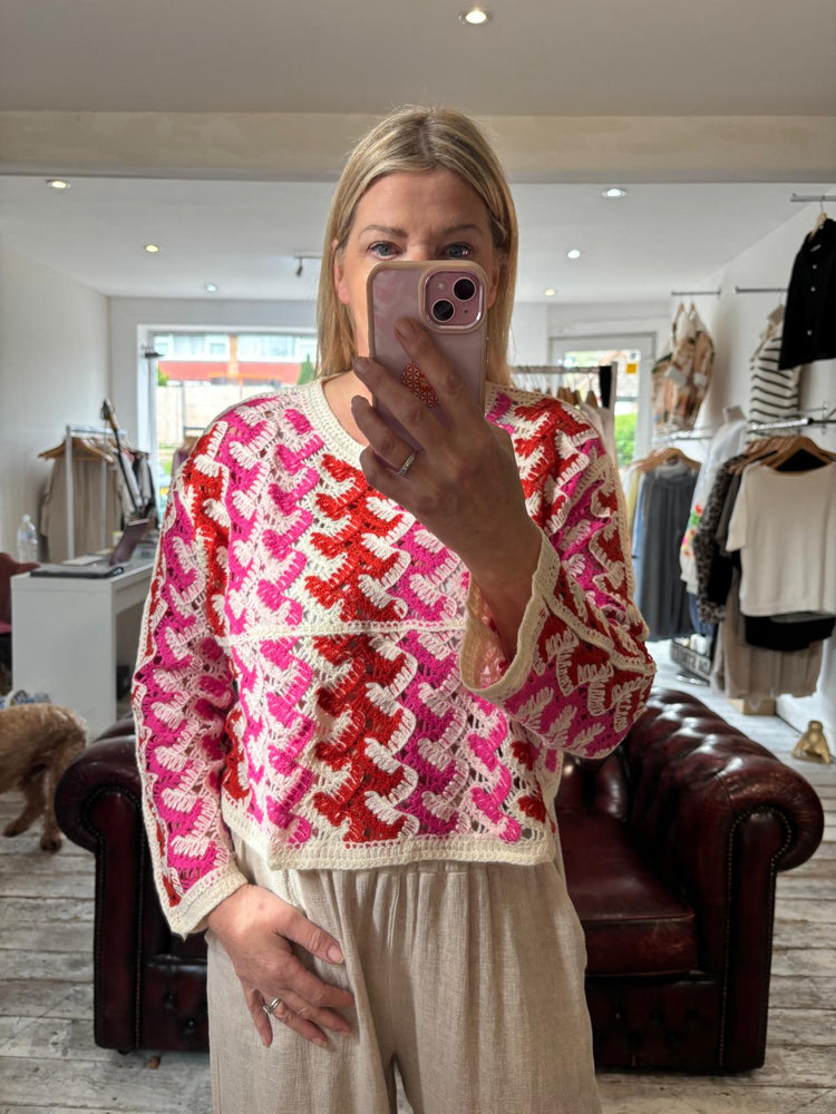 Faith CHEVRON PATTERN CROCHET Top in pink