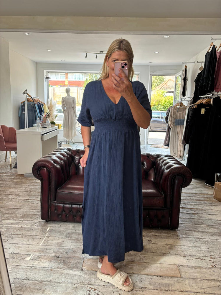 Lydia cheesecloth maxi dress in navy