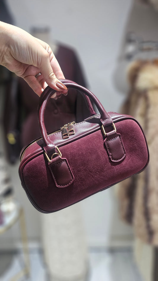 Lara suede effect bowling bag in Merlot