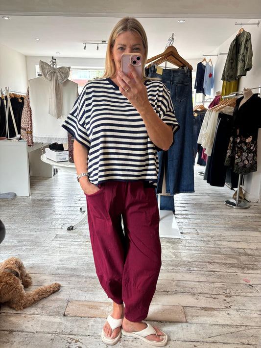 Parker Barrel leg trousers in merlot