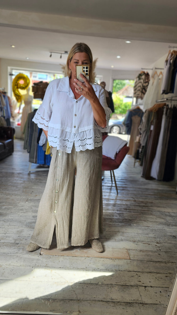 Poppy Wide Leg Elasticated waist trousers in mocha