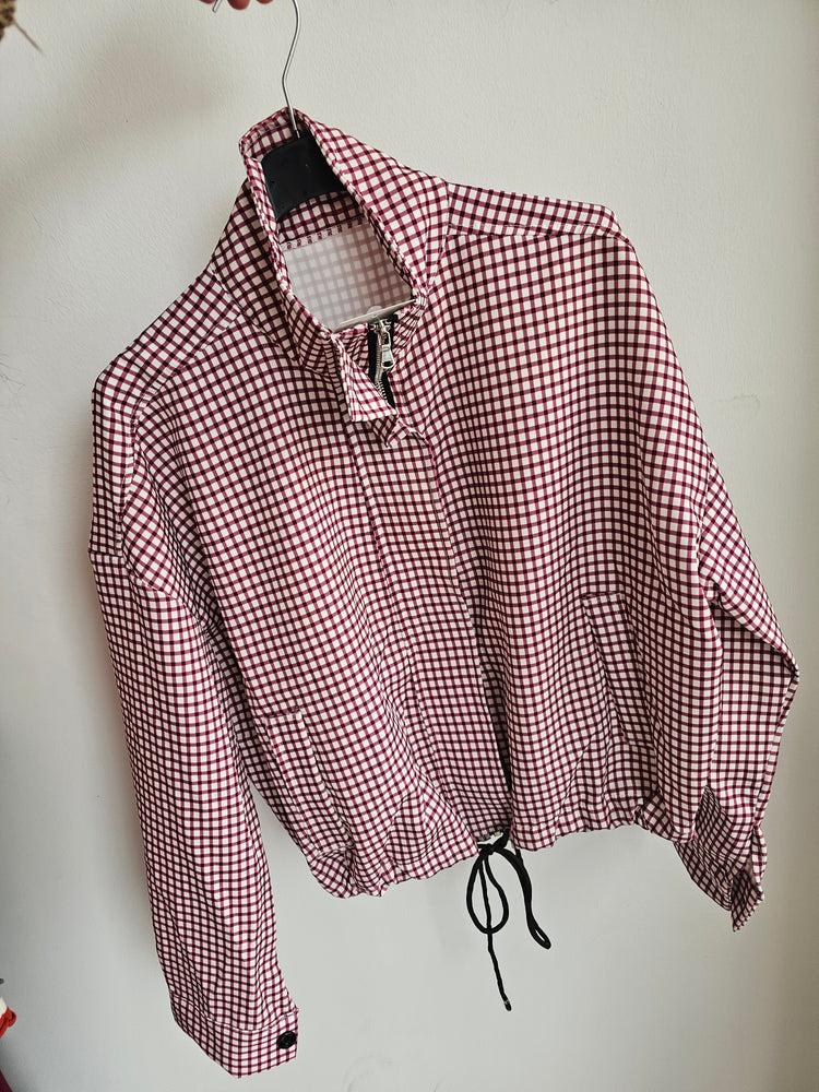 Josie checked lightweight jacket in burgundy