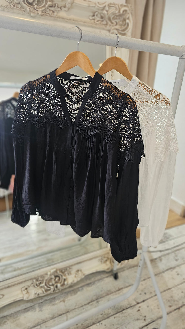 Victoria Lace Detail blouse in back