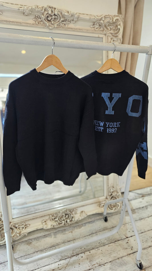 NEW YORK CREW NECK FINE KNIT JUMPER