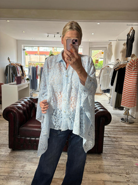 ISLA BLUE & WHITE OVERSIZED SHIRT