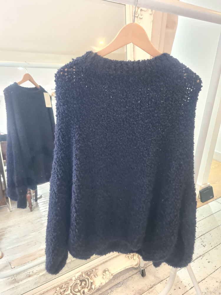 Tabitha popcorn textured jumper in navy