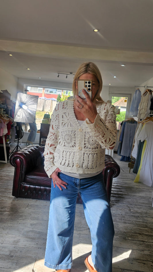 Willow patchwork crochet cardigan