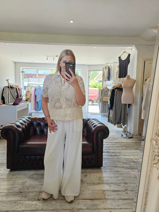 Rosie Crochet and Sequin Button up shirt