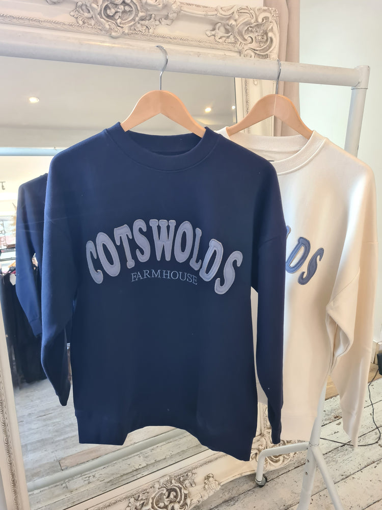 COTSWOLDS CREW NECK SWEATSHIRT IN Navy