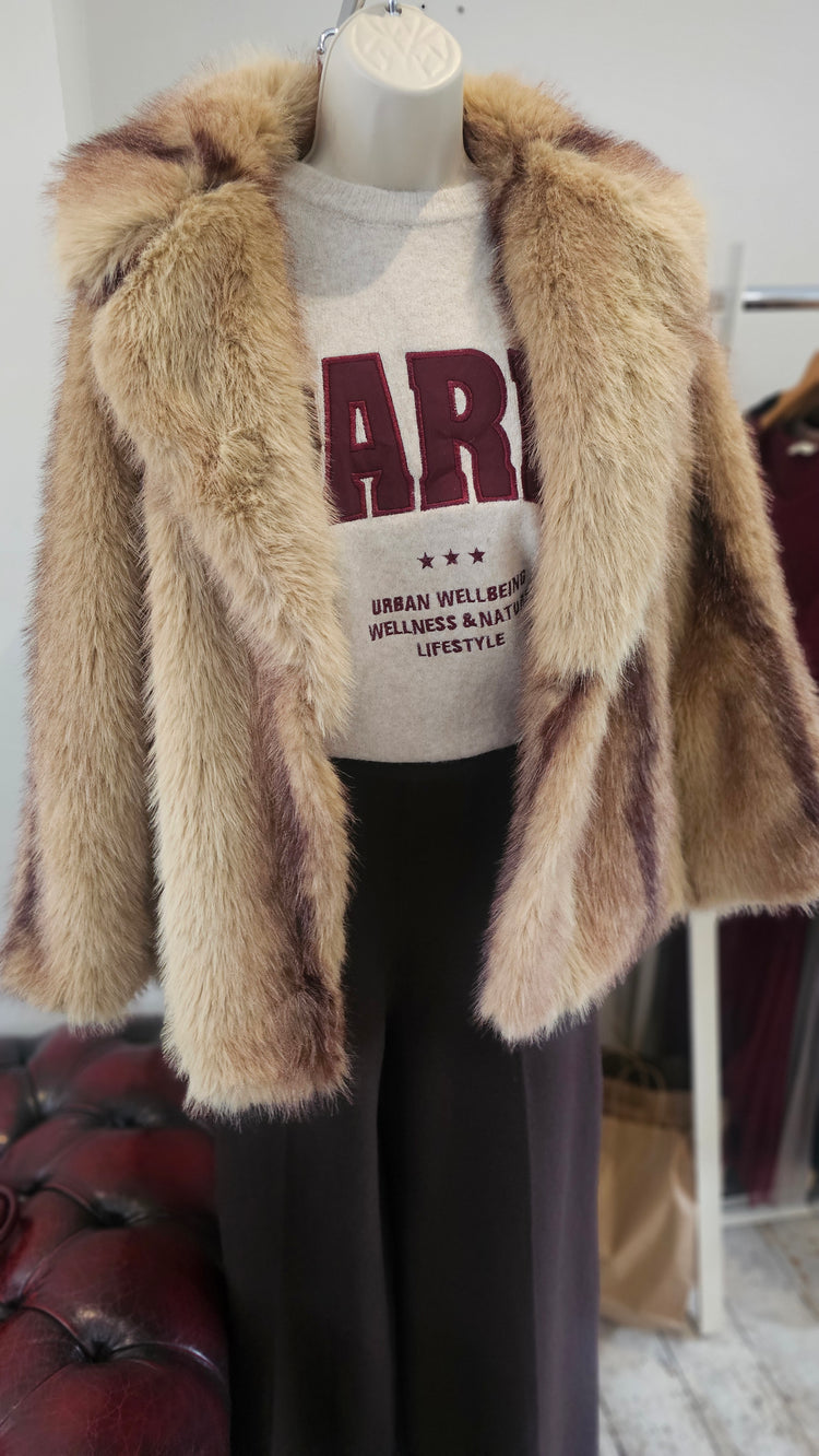 Paris Slogan Wool Mix Jumper in Wine