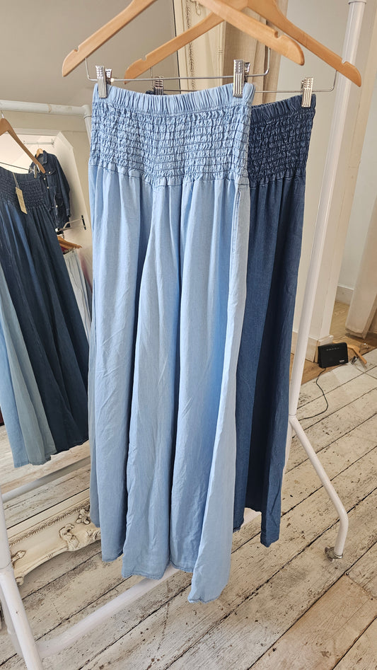 Claudia Elasticated Dark Denim Look Trousers