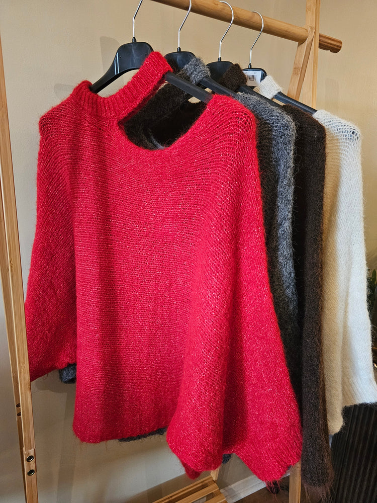 Abbey cut out knit jumper in red