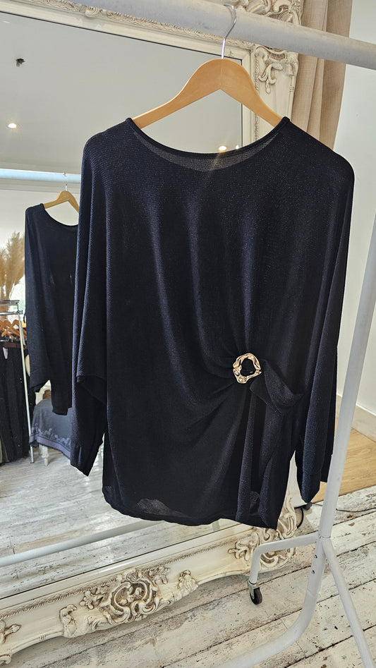 Jasmine GLITTER LUREX SIDE GATHERED BLOUSE