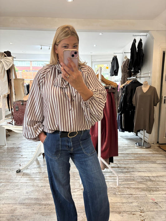 Jessy pussybow striped blouse
