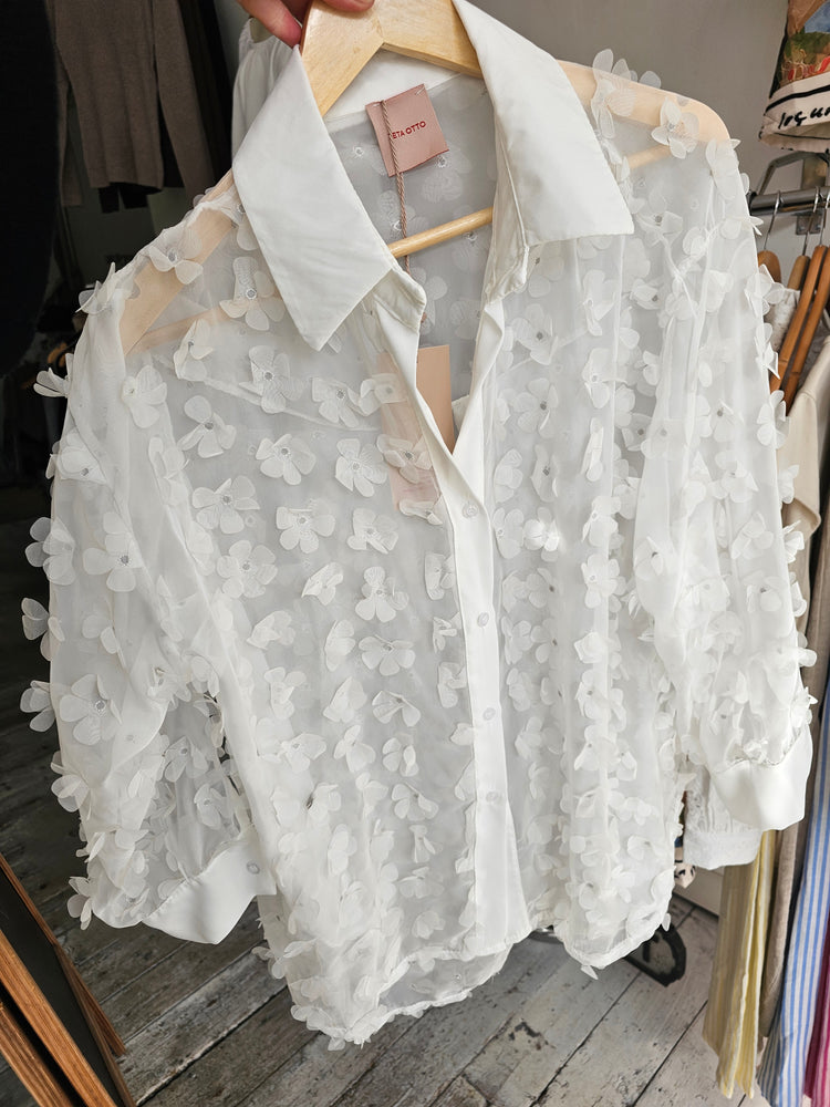 Carrie Floral embellished blouse in white