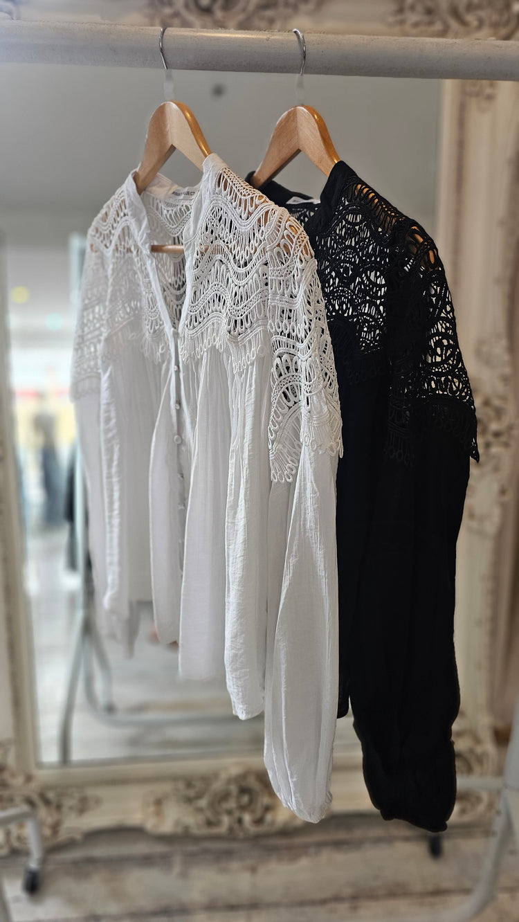 Victoria Lace Detail blouse in white