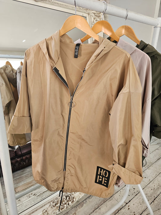 Bessie showerproof rain jacket in camel