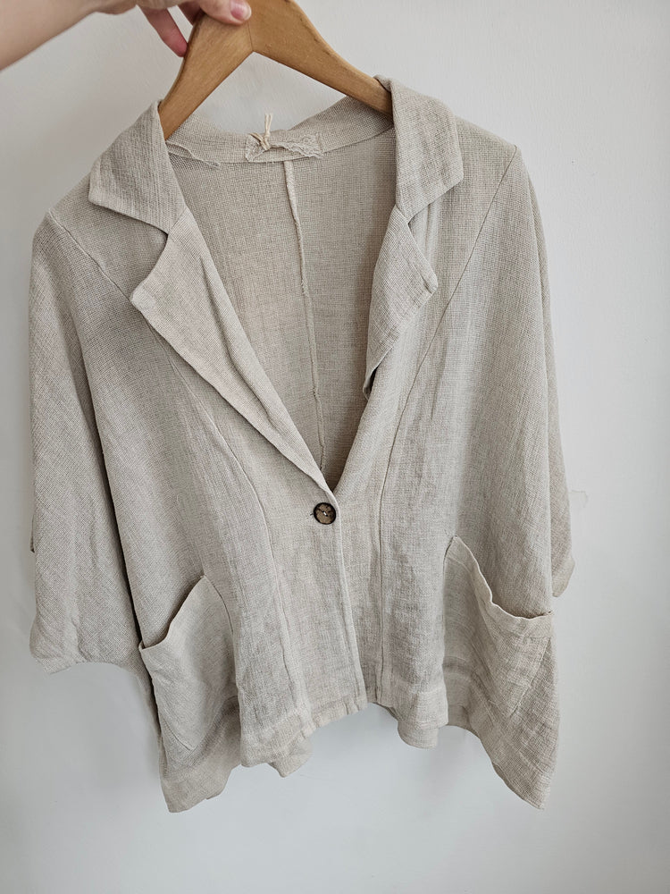 Fern Linen Blend Lightweight Jacket in beige