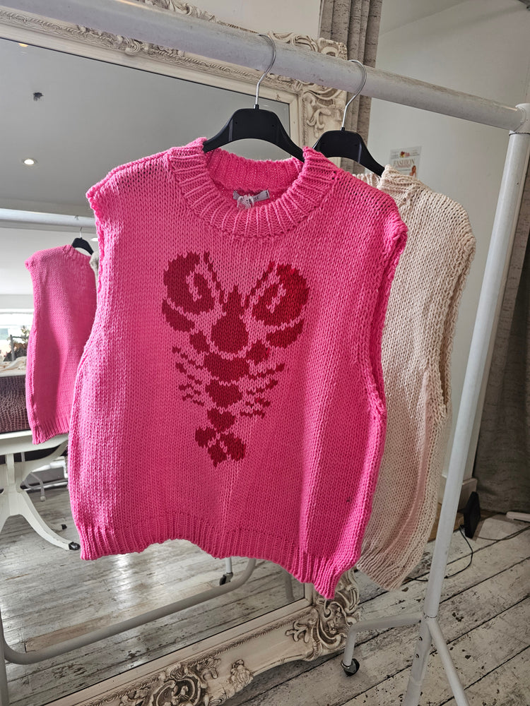 Lobster detail sleeveless knit in pink