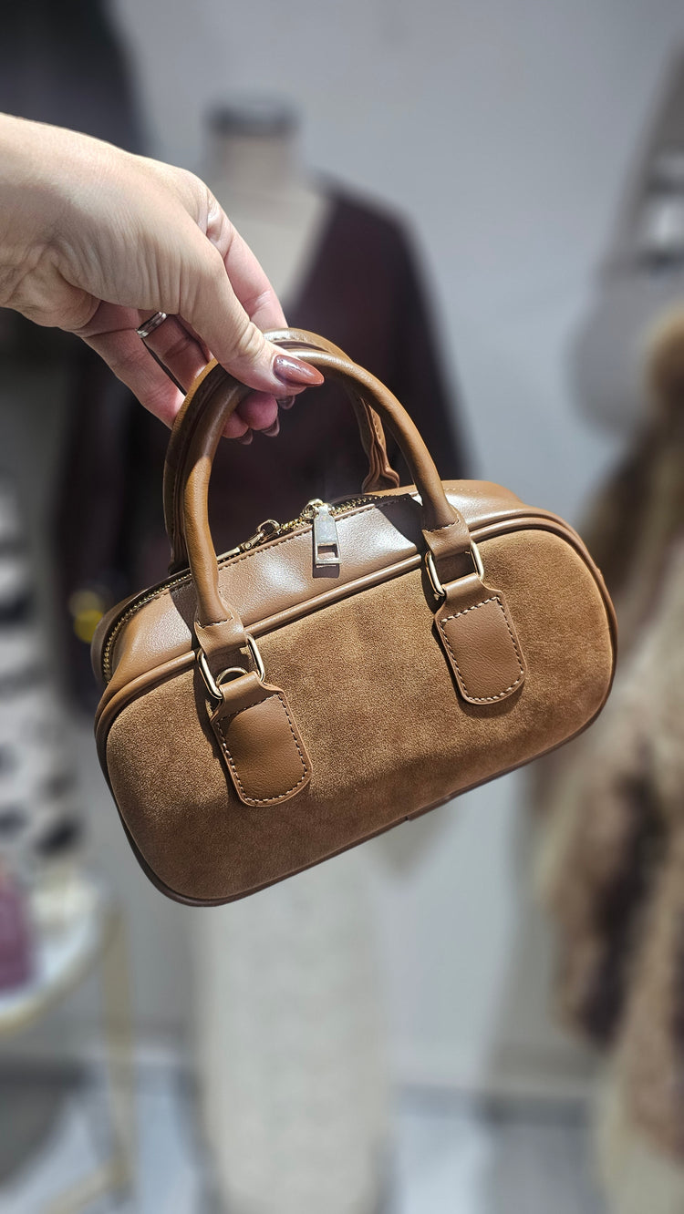 Lara suede effect bowling bag in tan