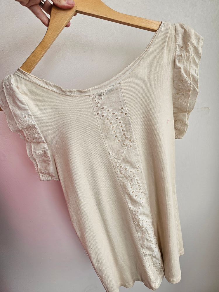Trinny embriodery detail cotton top in beige