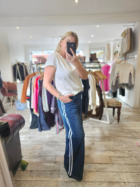 Trinny elasticated waist wide leg jeans