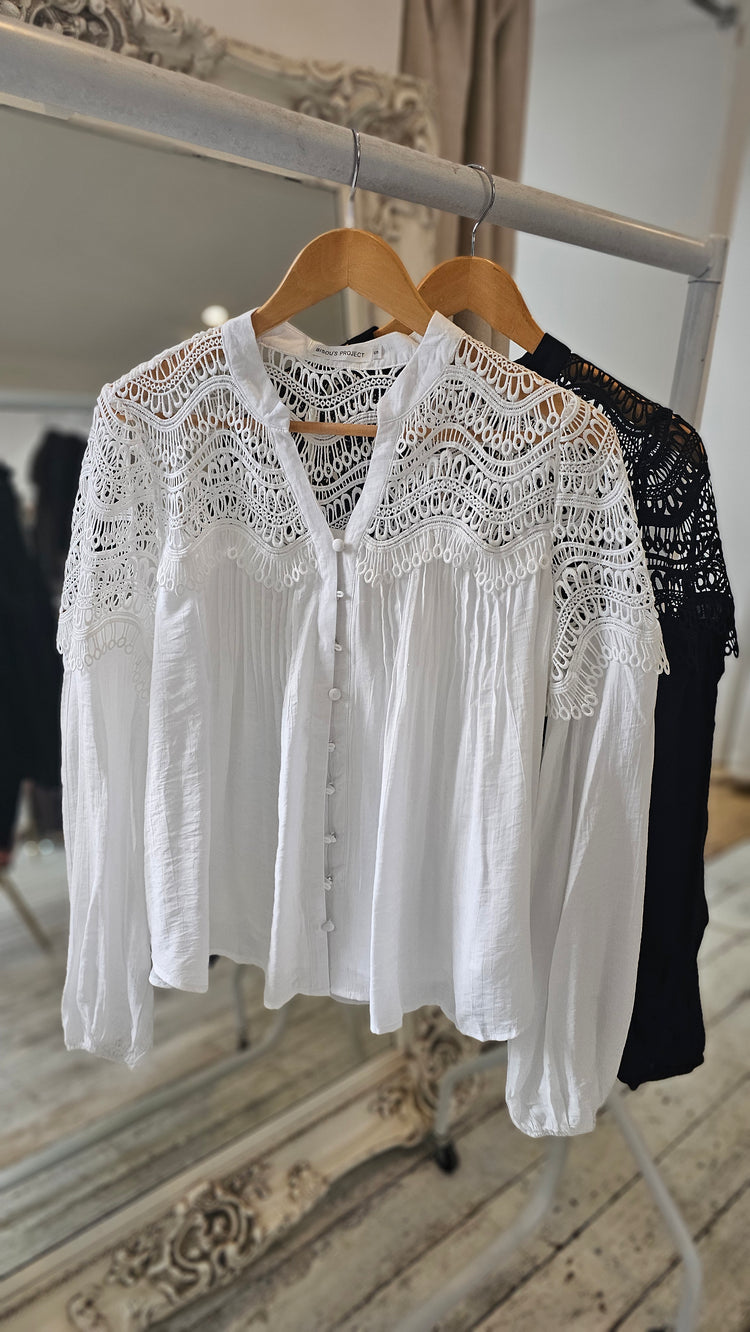 Victoria Lace Detail blouse in white