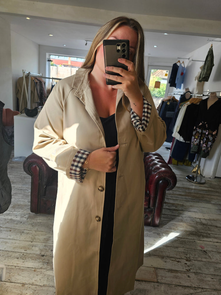 Kate Tuck Pleat Collar Trench Coat in camel