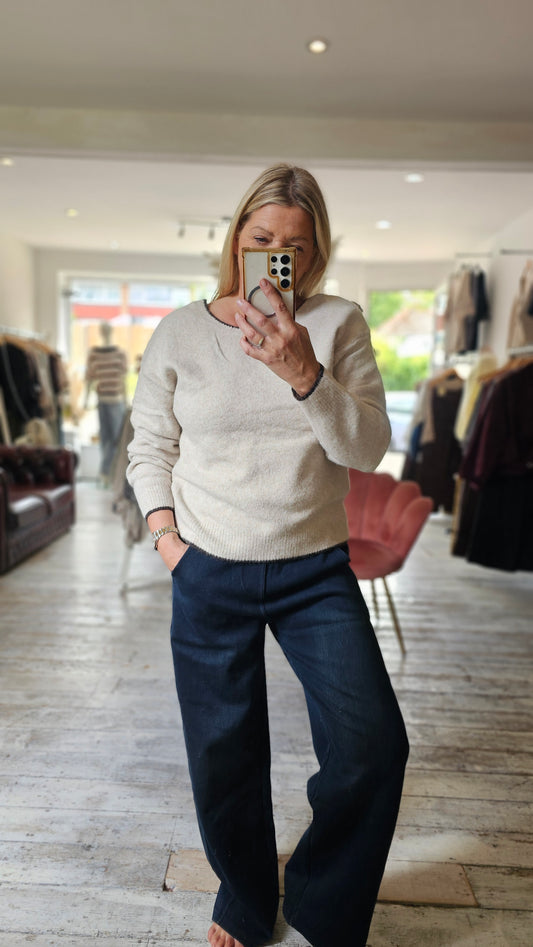 Yasmin bow back jumper in beige