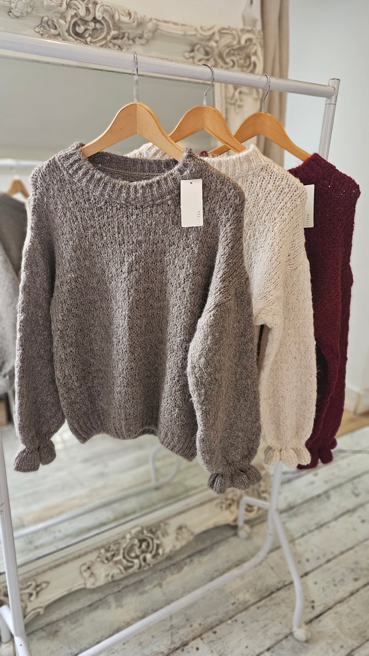 Diana Frill cuff detail jumper in Mocha