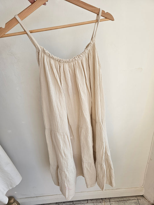 Evie tiered cami cheesecloth dress in beige