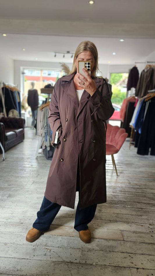 Kate Midi Trench Coat in chocolate